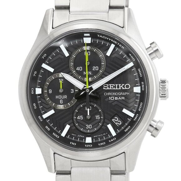 NWT Authentic Seiko Dress Chronograph Quartz Black Dial Men's Watch - Picture 4 of 4